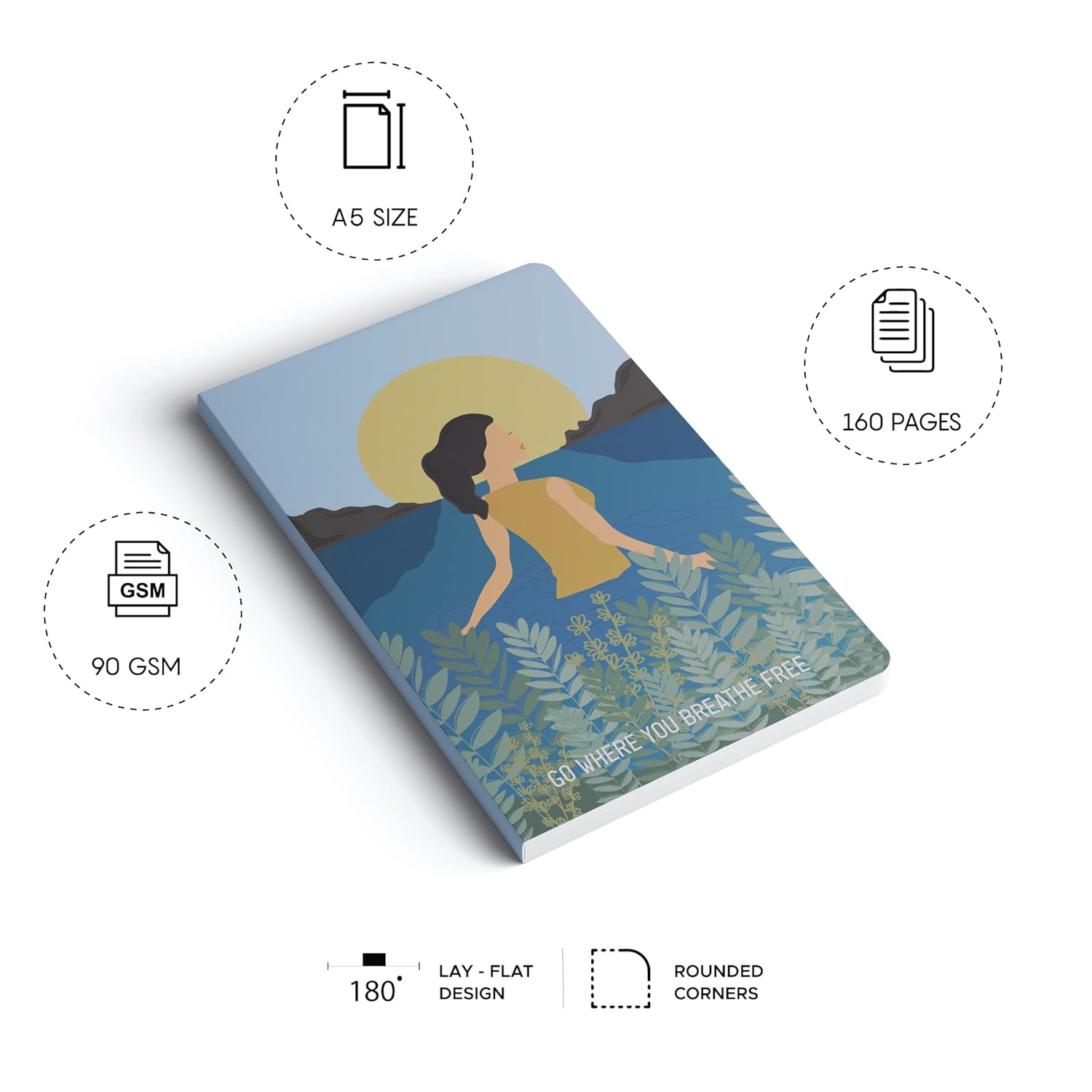 Factor Notes A5 Notebook - Breathe Free 90 GSM Ruled 160 Pages Factor Notes